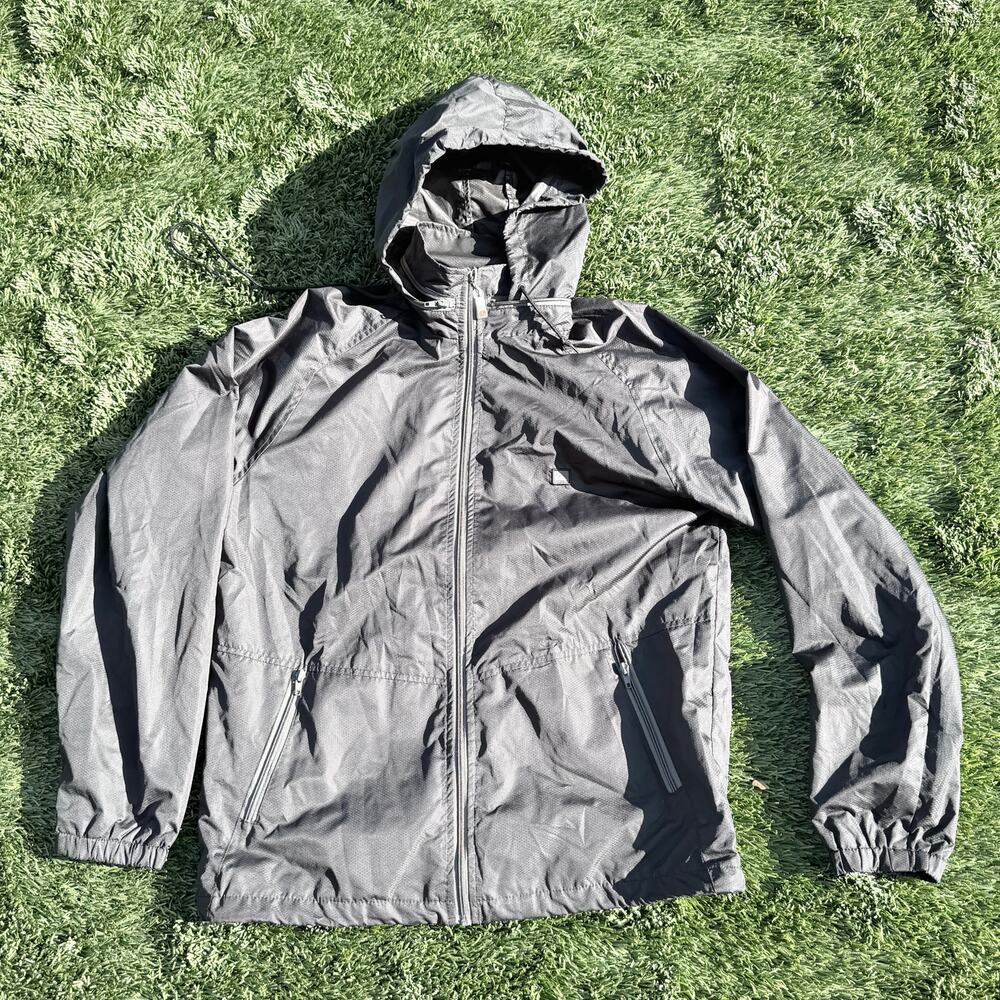 Quiksilver Grey Zip Up Jacket Detachable Hood Men’s Size M